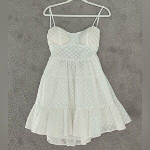 New White Girly White Waisted Mini Dress